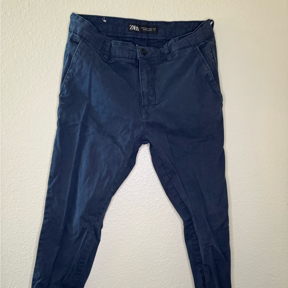 ZARA Navy Blue slim fit pants 30x30